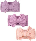 Baby Bows Headbands Soft Nylon Handmade Hair Accessories for Newborn Infant Toddler Kids (3 Mixed Purple, Large) by YWAOAIJD