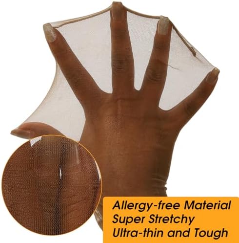 BEEOS Dark Brown Skinlike HD Wig Cap for Women, 4 Pieces Invisible Ultra-thin Stretchy Stocking Caps for Lace Front Wigs - Image 2