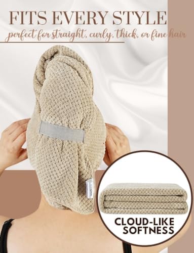 InnoBeta Dachshund Hair Towel for Women, 41"x25" Hair Wrap, Brown - Image 5