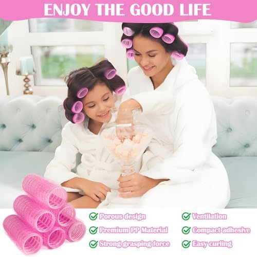 12 Piece Hair Roller Set with Clips, Self Grip Hair Rollers Hair Curler for Long Medium Short Hair, Random Color (2.5cm) - Image 3