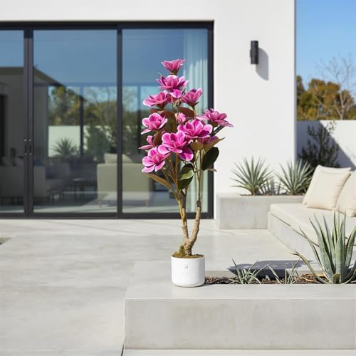 3FT Artificial Magnolia Tree with Pot, Faux Flower Tree with Pink Magnolia Blooms and Green Leaves, Potted Artificial Plant for Living Room, Bedroom, Office, Entryway, Store, Home Dector - Image 5