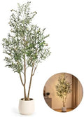 7FT Artificial Olive Tree with Lights & Planter, Tall Faux Olive Plant by Unknown
