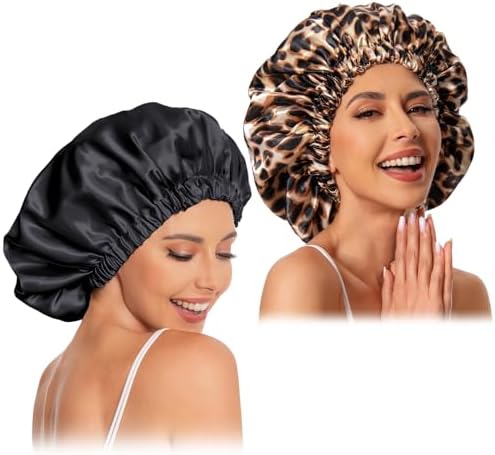 Edoneery Satin Bonnet for Sleeping Women, Double Layer Curly Hair Cap by Edoneery