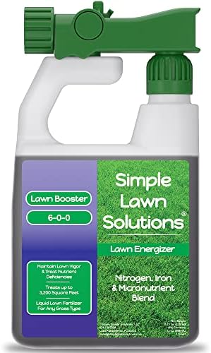 Commercial Grade Lawn Fertilizer with Iron- Liquid Fertilizer Spray- Nitrogen and Iron for Deeper Green Turf- Any Grass Type - Simple Lawn Solutions - Lawn Energizer - 32 Ounce by SimpleLawnSolutions