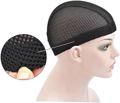 2 Pcs Mesh Dome Wig Cap Elastic Crochet Wig Caps for Making Wig, Black L - Image 3