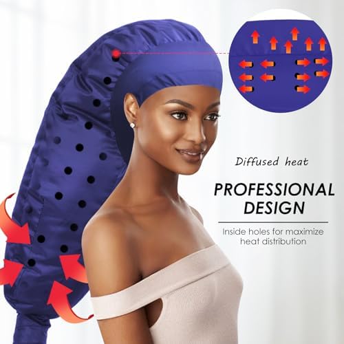 TEPENAR Hair Dryer Bonnet Attachment: Upgraded Extra Large Hooded Dryer Adjustable Hair Dryer Caps - Easy to Use for Natural Curly Textured Hair Care Styling Fast Drying - Dark Blue - Image 4