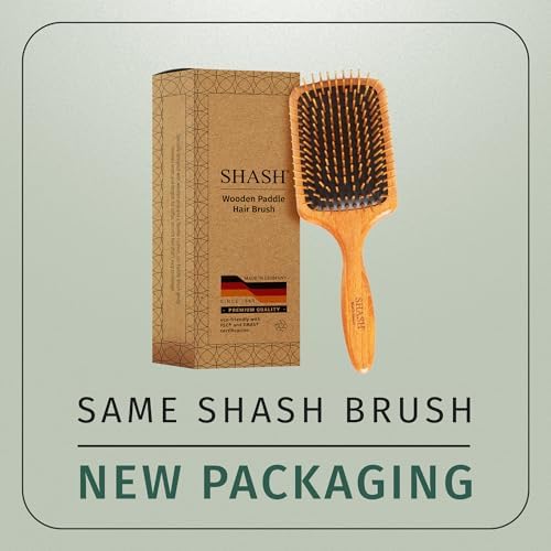 SHASH Since 1869 Made in Germany Wooden Paddle Brush - Gently Detangles, Styles, Conditions Hair with Minimal Frizz and Breakage - Safe for All Hair Types, Wet or Dry - Eco-Sourced Wood (Pack of 2) - Image 3