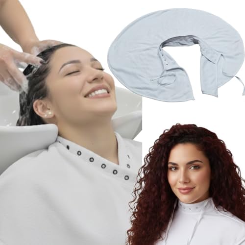 JADASH PRODUCTS White Microfiber Shoulder Towel Cape, 400 GSM, Salon Barber Hair Care Towel with Inner Neck Collar and Buttons, 25 x 30 in, 1 Count by JADASHPRODUCTS%C2%AE