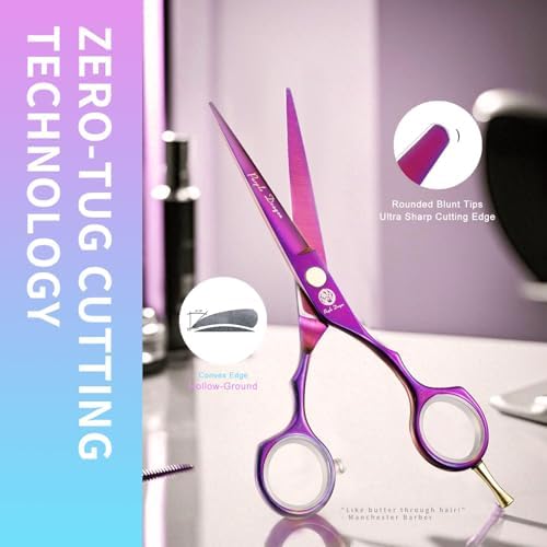 Purple Dragon 5.5 inch Hair Cutting Scissors Set with Razor - Purple - Image 4