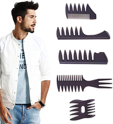 Styling Hair Comb Set Salon Barber Hairstylist Comb 5 Pack Professional Hair Brush Retro Hairdressing Hair Care Style Accessory Double-sided for Men Boy Gentleman - Image 5