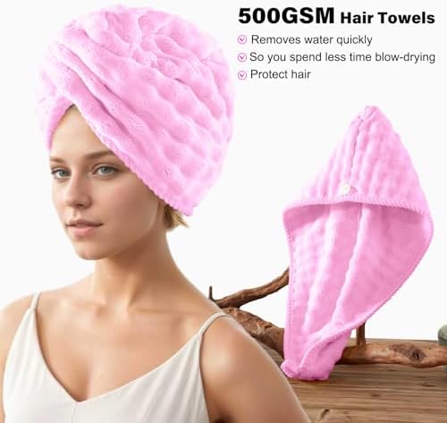 COZYART Lint Free 8 Pcs Bathroom Towels Set Ultra Soft Microfiber Pink - Image 4