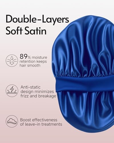 Yanideer 3 Pcs Satin Bonnet for Sleeping Double Layer Hair Bonnets for Women with Elastic Band - Image 2