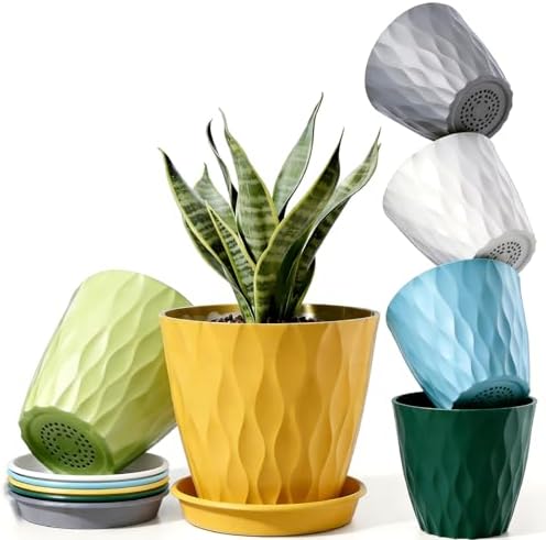 6 Pack Plant Pots with Drainage Holes, 4 Inch Plastic Indoor Flower Pots, Succulent Pots for Orchids, Violets, Succulents, Herbs and Other Small Plant, Multicolor by Unknown