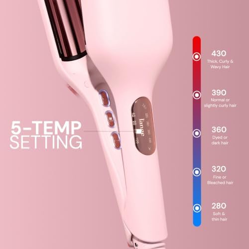 L'ANGE Hair SculptWaver Titanium Deep Wave | 1.3 Inch Hair Crimper for Effortless Beach Waves | 3 Barrel Hair Waver with Adjustable Heat | Dual Voltage & Smart Timer | Blush - Large - Image 6