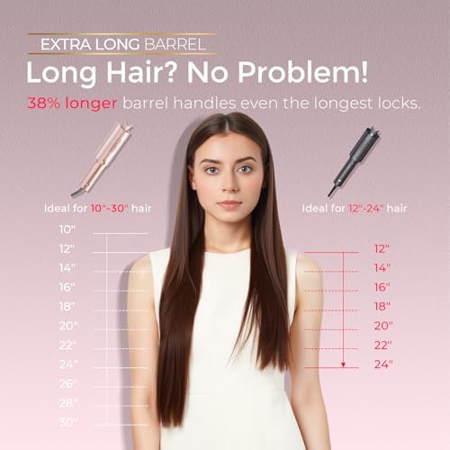 TYMO CurlPro Plus Automatic Rotating Curling Iron - Upgraded Long Barrel Curling Wand for Long Hair, Ceramic Hair Curler for Women, Anti-Scald, Tangle-Free, 600M Ionic, Dual Voltage,Gold Blush, 1 Inch - Image 3