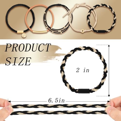 KANPRINCESS 5Pcs Boho Hair Tie Bracelet, Elastic Ponytail Bands Set - Image 2