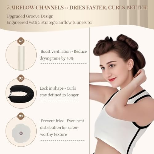 Heatless Hair Curler Heatless Curls Overnight Heatless Blowout with Luxury Cloth Bag satin Scarf, Curling Rod Headband to Sleep in No Heat Curling(3Rods Black) - Image 4