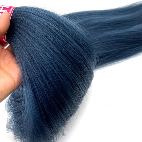 Navy Blue Braiding Hair Pre Stretched Kanekalo Knotless Prestretched Braiding Hair 30 inch Long Colored Hair Extensions for Braiding Pre Stretched Micro Braids Itch Free Yaki Braiding Hair Blue - Image 4