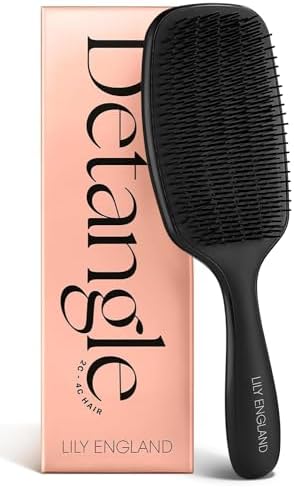 Black Detangling Brush - Wet & Dry Hair Brush for 2c, 3c, 4c Curly Hair by LilyEngland