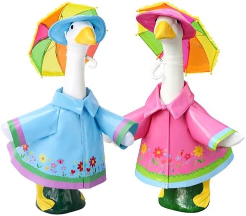 DECOHS 2 Set Raincoat Porch Goose Outfits, Summer Lawn Goose Statue Cloth by DECOHS