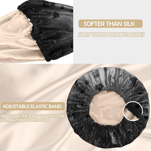Satin Hair Bonnet Silk Bonnet for Sleeping Double Layer Elastic Adjustable Reusable Cute Aesthetic for Women Girls - Image 3