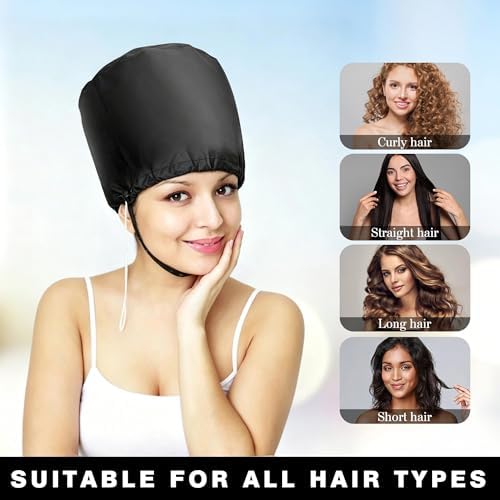 Hooded Hair Dryer Bonnet, Fast Drying Bonnet Hair Dryer for Natural Hair, Deep Conditioning Styling Curl Enhancing, Adjustable Fit Portable Lightweight for Travel（Black） - Image 5