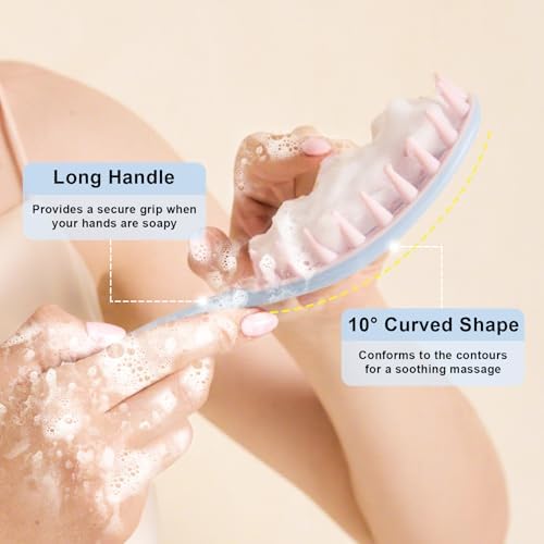 RHOS Scalp Massager Shampoo Brush, Scalp Brush with Handle (Blue) - Image 4