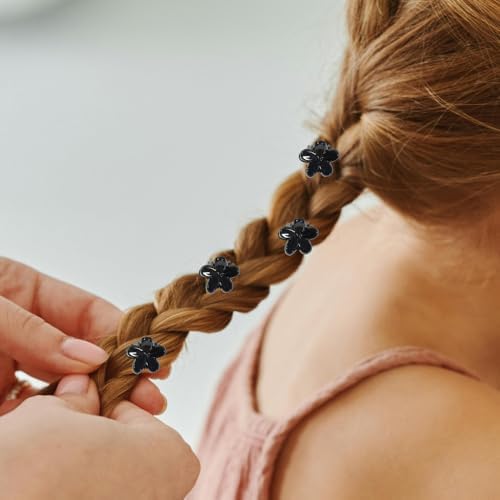 Mini Flower Hair Clip Flower Clips,Colorful Mini Hair Claw,for Women, Girls,Baby, Toddler Bangs Strong Grip Small Tiny Rainbow Hair Clips (50, Black) - Image 5