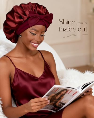 YANIBEST Adjustable Silk Bonnet for Sleeping Women Double Layer Satin Bonnet Reduce Friction Prevent Frizz Curly Hair - Image 4