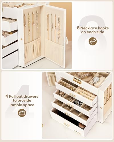 Homde Large Jewelry Box for Women: 5-Layer Organizer with Lock for Dresser - Image 5