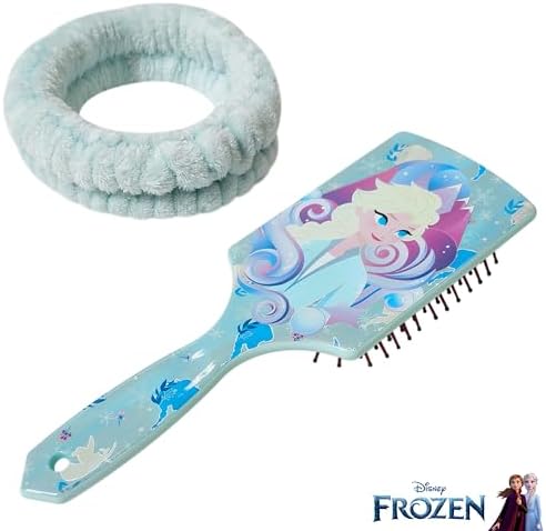 LUV HER Frozen Kids Hair Brush & Spa Headband Set for Girls - Features Elsa - Fun Grooming Kit for Detangling, Styling & Skincare - Soft & Stretchy, One Size, Ages 3+ - Image 4