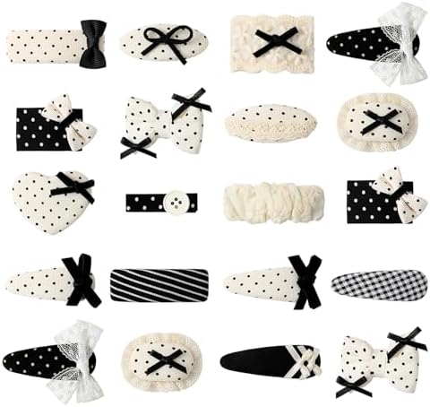 Pan Pinmamal retro sweet and cool baby hair clip, 2-inch black and white checkered cotton hair accessory, 20 piece set of non slip fully covered hair clips, suitable for babies and children by Unknown