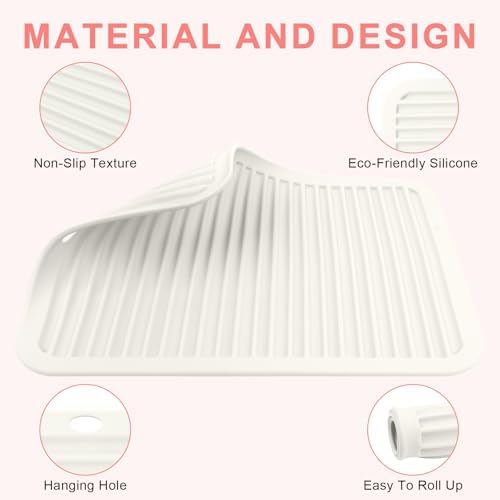 Silicone Heat Resistant Mat for Hair Tools, Oversize, Ivory - Image 4