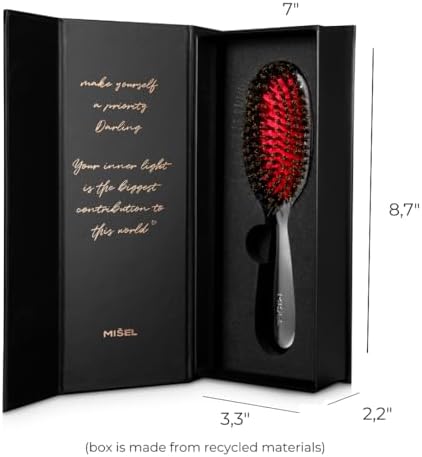 MISEL Professional Boar Bristle Hair Brush for Women and Men | Detangles All Natural Hair Types and Extensions | Reduces Breakage | Great for Wavy and Straight Hair | Salon-Approved | Small - Image 3