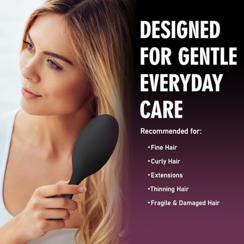EAGLE FORTRESS Boar Bristle Hair Brush for Fine Hair & Extensions, Black - Image 2