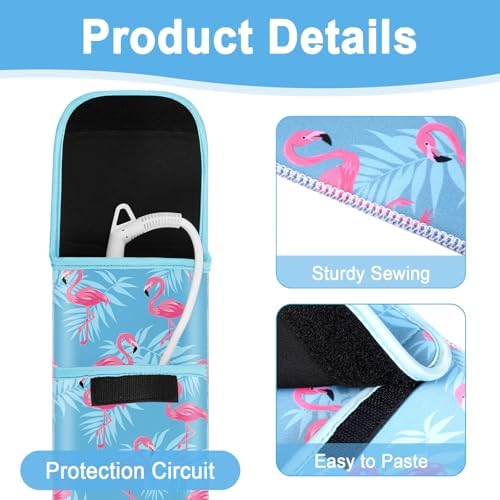 Shappy 2 Pcs Heat Resistant Curling Iron Flat Iron Travel Case,Flamingo - Image 2