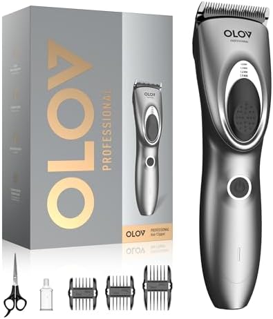 Hair Clippers for Men, Cordless Hair Clipper Kit, Adjustable 4 Length Setting, 2-Speed Settings, Replaceable Ceramic Blade Heads, Rechargeable Hair Clippers for Family (Grey) by Unknown