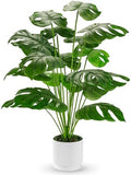 Der Rose 28" Fake Plants, Artificial Monstera Plants Indoor in White Pot by DerRose