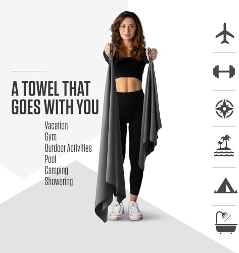 VENTURE 4TH Quick Dry Microfiber Towel for Camping & Gym - Charcoal Large - Image 2
