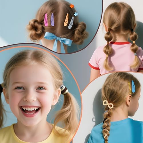 TsMADDTs Hair Accessories, Elastic Hair Ties for Baby Toddlers Kids Girls, 6 Colors Small Rubber Bands Set with Ties and Clips, Styling Tools - Image 7