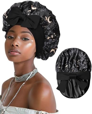 AWAYTR Double Layer Satin Bonnet for Women, Reversible Sleep Hair Wrap by AWAYTR