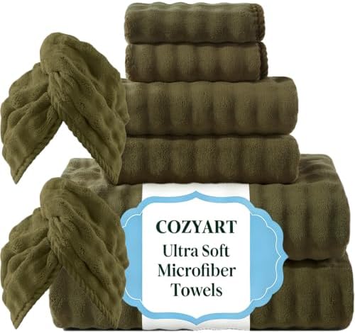 COZYART Lint Free 8 Pcs Bathroom Towels Set Ultra Soft Microfiber Fluffy by COZYART