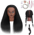 100% Real Hair Mannequin Head Training Head Manikin Cosmetology Doll Head for Hairdresser Practice Braiding Hair Styling with Clamp stand (16 -Inch) by Lamcestyr
