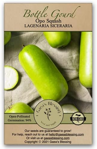 Gaea's Blessing Seeds - Bottle Gourd Seeds - Opo Squash - Non-GMO Seeds with Easy to Follow Planting Instructions - NAM Tao Yao Heirloom 94% Germination Rate by GaeasBlessing