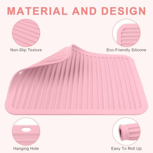 Silicone Heat Resistant Mat for Hair Tools, Oversize, Pink - Image 4