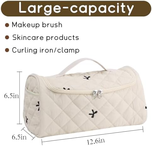 GISMTR Quilted Hair Tools Travel Case, Cotton Portable Storage Bag with Hanging Hook for Hair Curler Accessories, Cute Dustproof Travel Organizer - Image 2