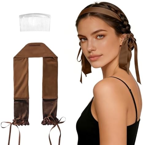 Curling Tie New Hair Curlers to Sleep in, Heatless Curls Overnight Headband, Soft Ribbon Wrap for Long Hair, Perfect Natural Curls Bouncy Curls Hairstyle Hair Suitable for All Hairs Types(Brown) by ONEUPIN