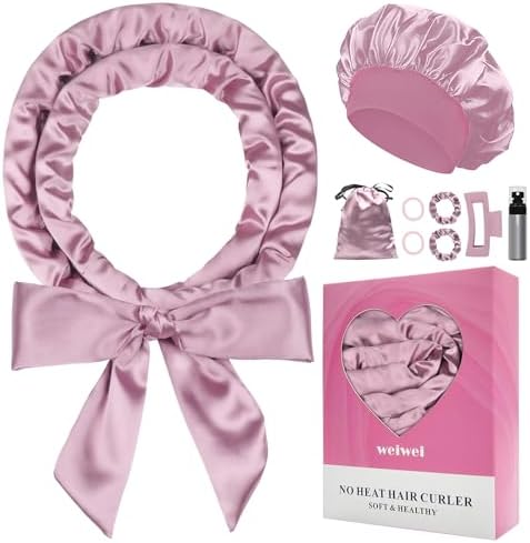 weiwei Satin Heatless Curlers Hair Curler, No Heat Curls Overnight Hair Curlers to Sleep In Overnight Curls Headband, 70" Hair Curlers No Heat, 9 Pcs Satin Heatless Curling Set for Women Long Hair by weiwei