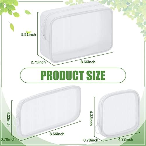 Weewooday 4Pcs Mesh Makeup Bag, White, Small, Large, Medium, Classic - Image 2