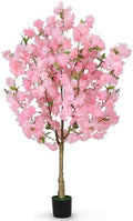 Artificial Cherry Blossom Tree Fake Plants Faux Pink Sakura Flowers, 4FT by OUSHENG